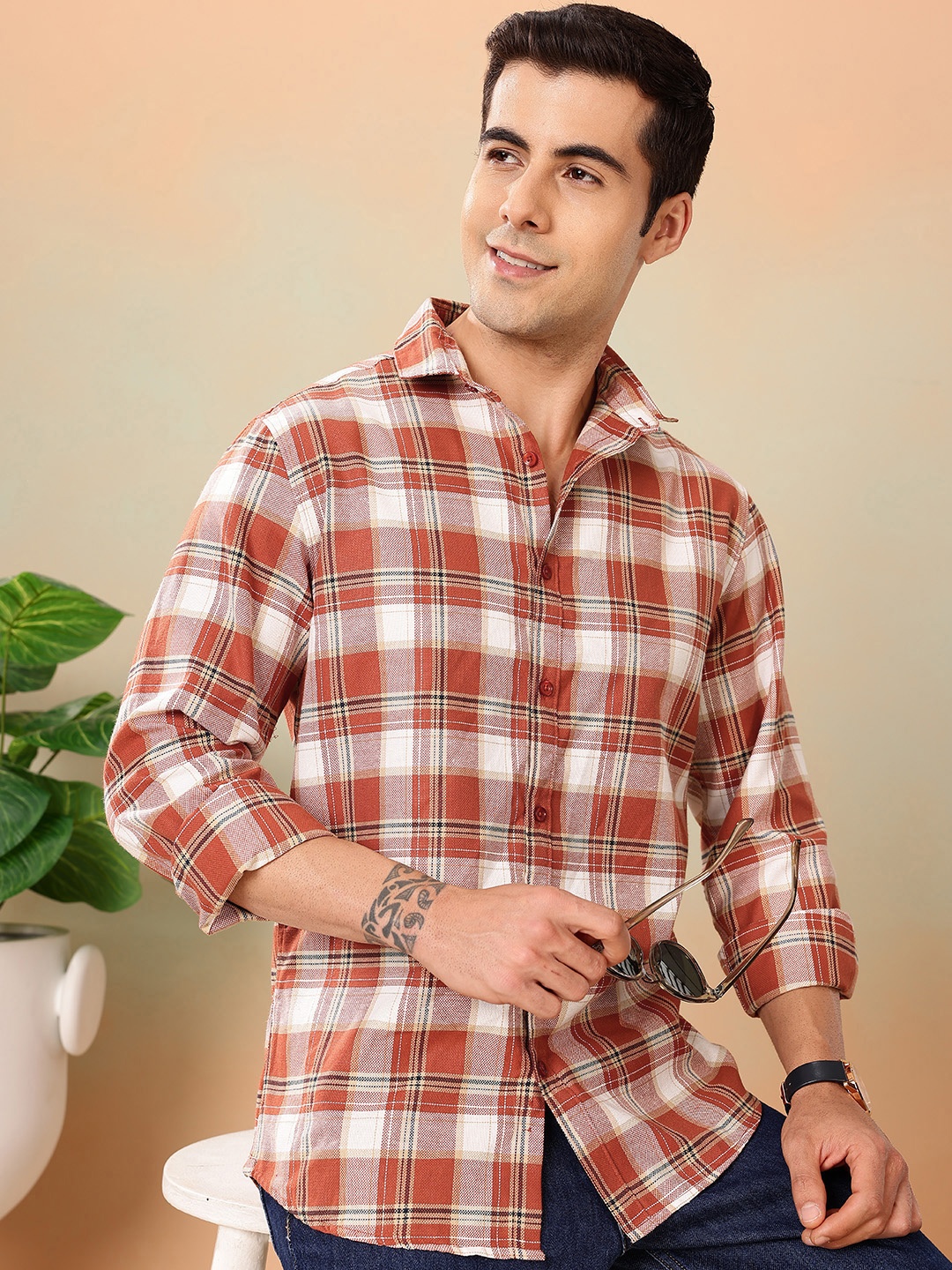 

Mast & Harbour Checked Casual Shirt, Brown