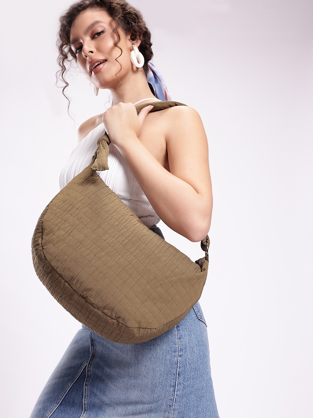 

Mast & Harbour Geometric Half Moon Shoulder Bag, Beige