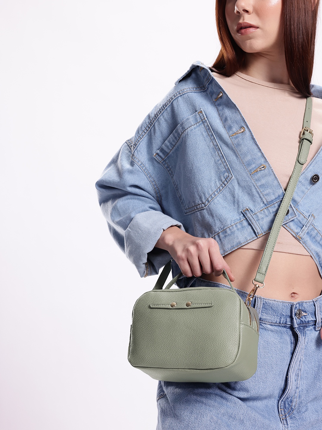 

Mast & Harbour Structured Handheld Bag, Green