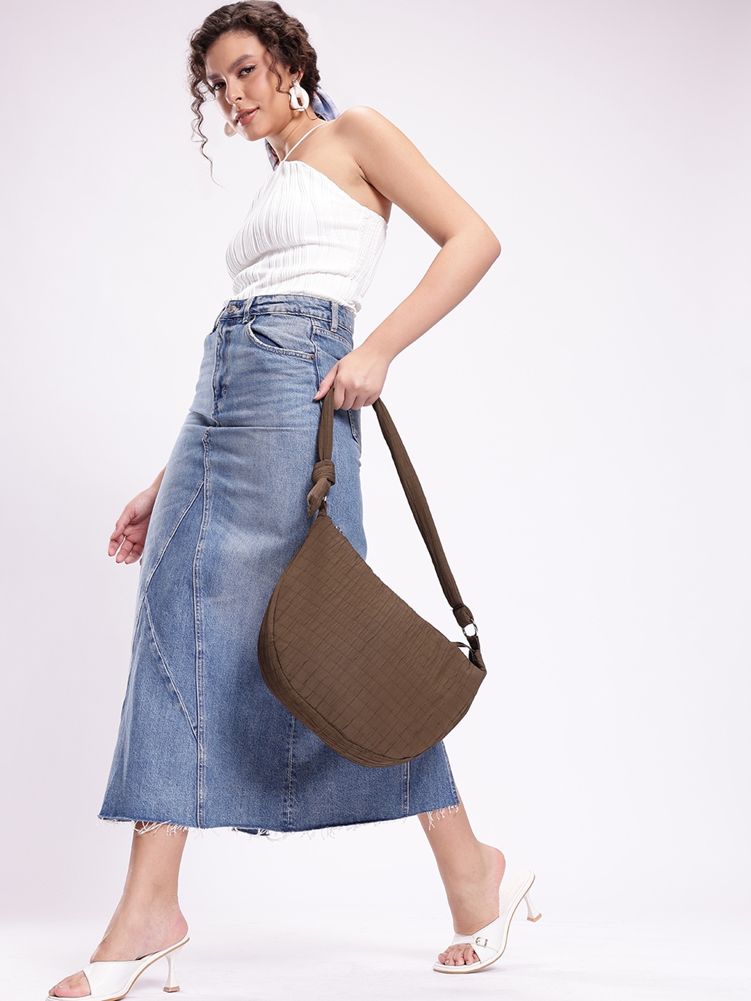 

Mast & Harbour Geometric Half Moon Shoulder Bag, Brown