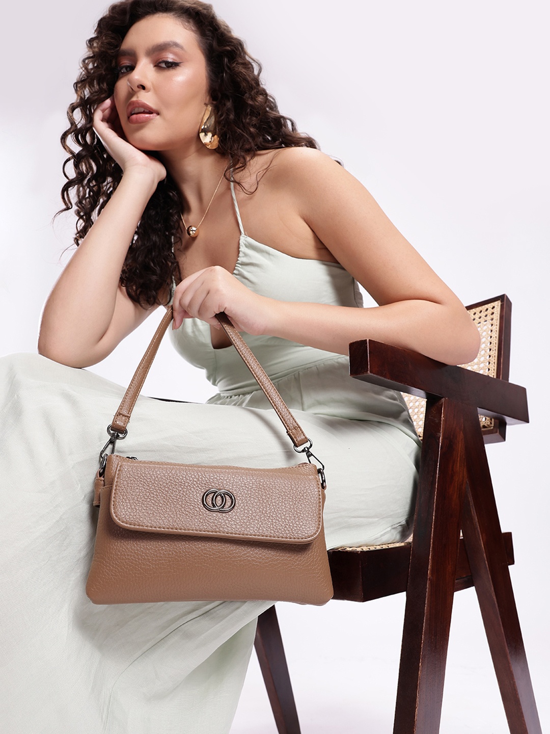 

Mast & Harbour Textured Structured Shoulder Bag, Tan