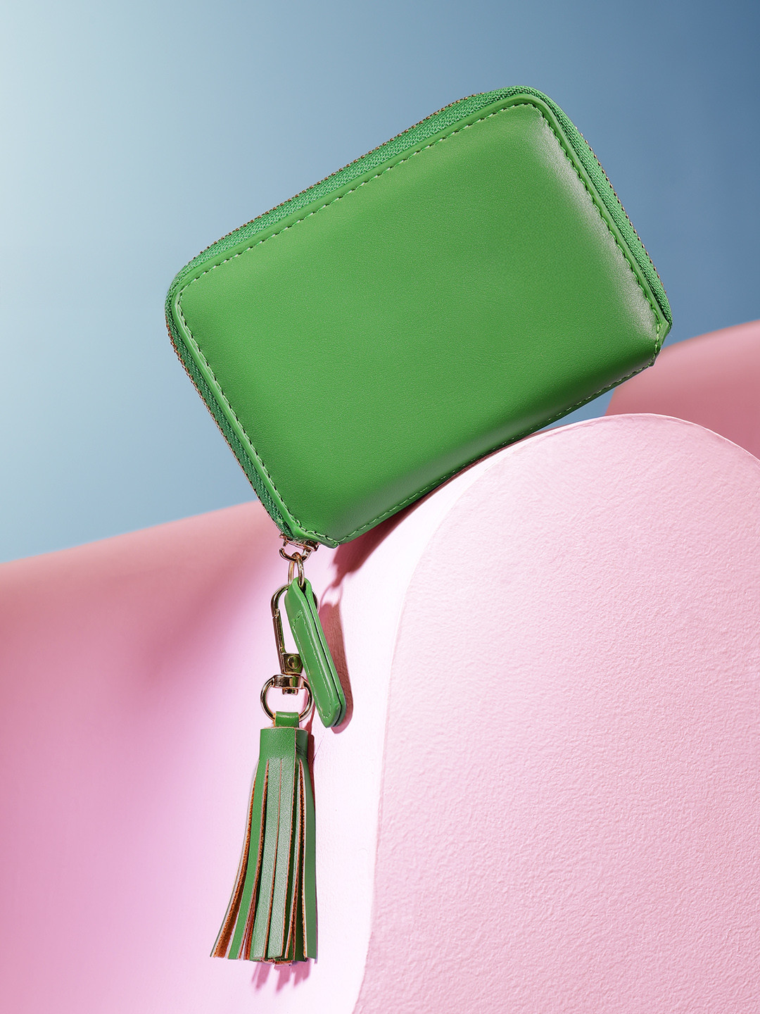 

DressBerry Women Tasselled Zip Around Wallet, Green