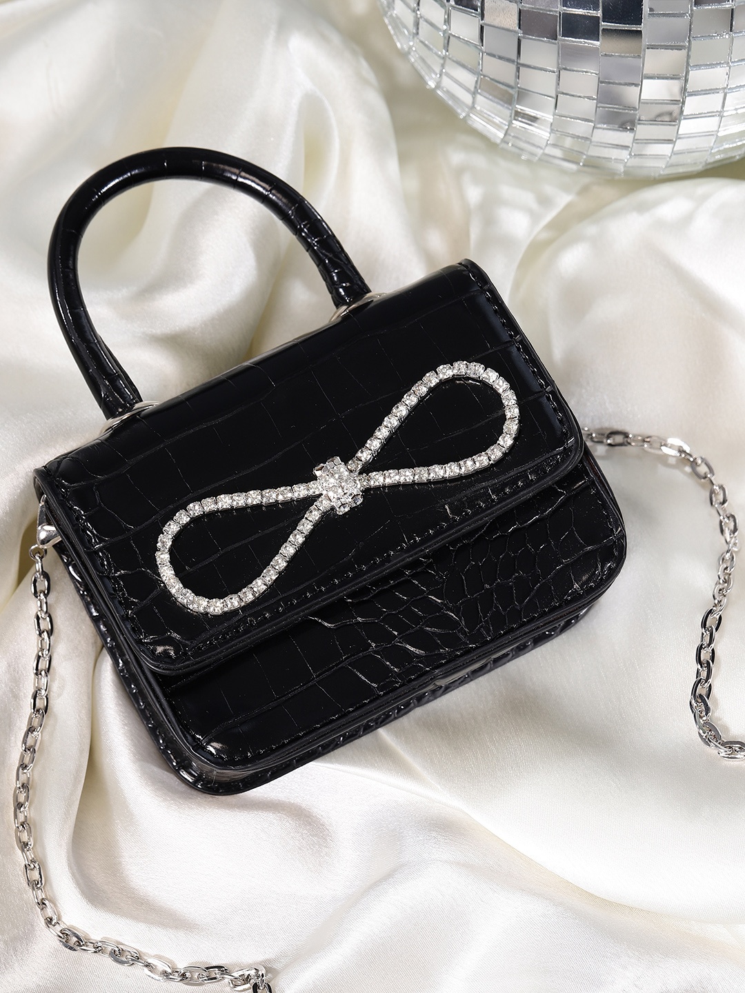 

DressBerry Miniature Animal Textured Satchel, Black