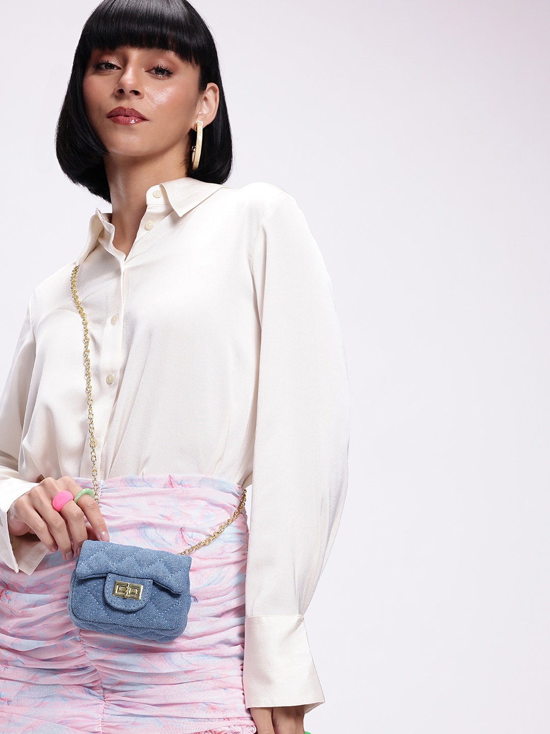 

DressBerry Textured Miniature Sling Bag with Quilted, Blue