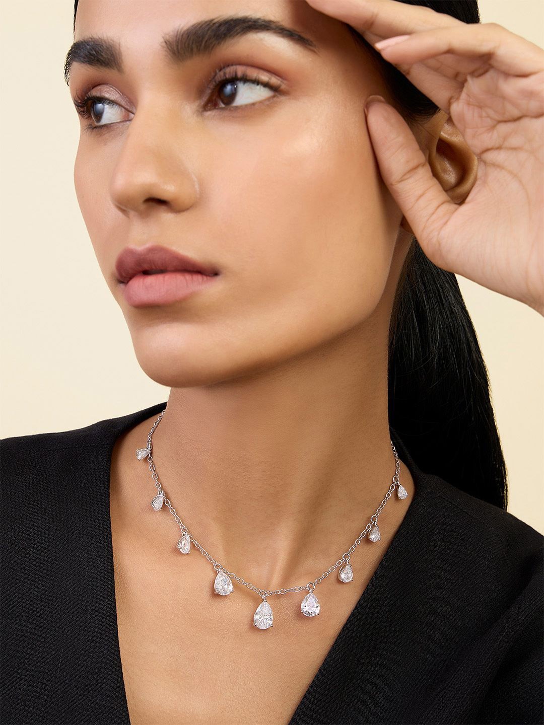 

Isharya Brass Rhodium-Plated Choker Necklace, Silver