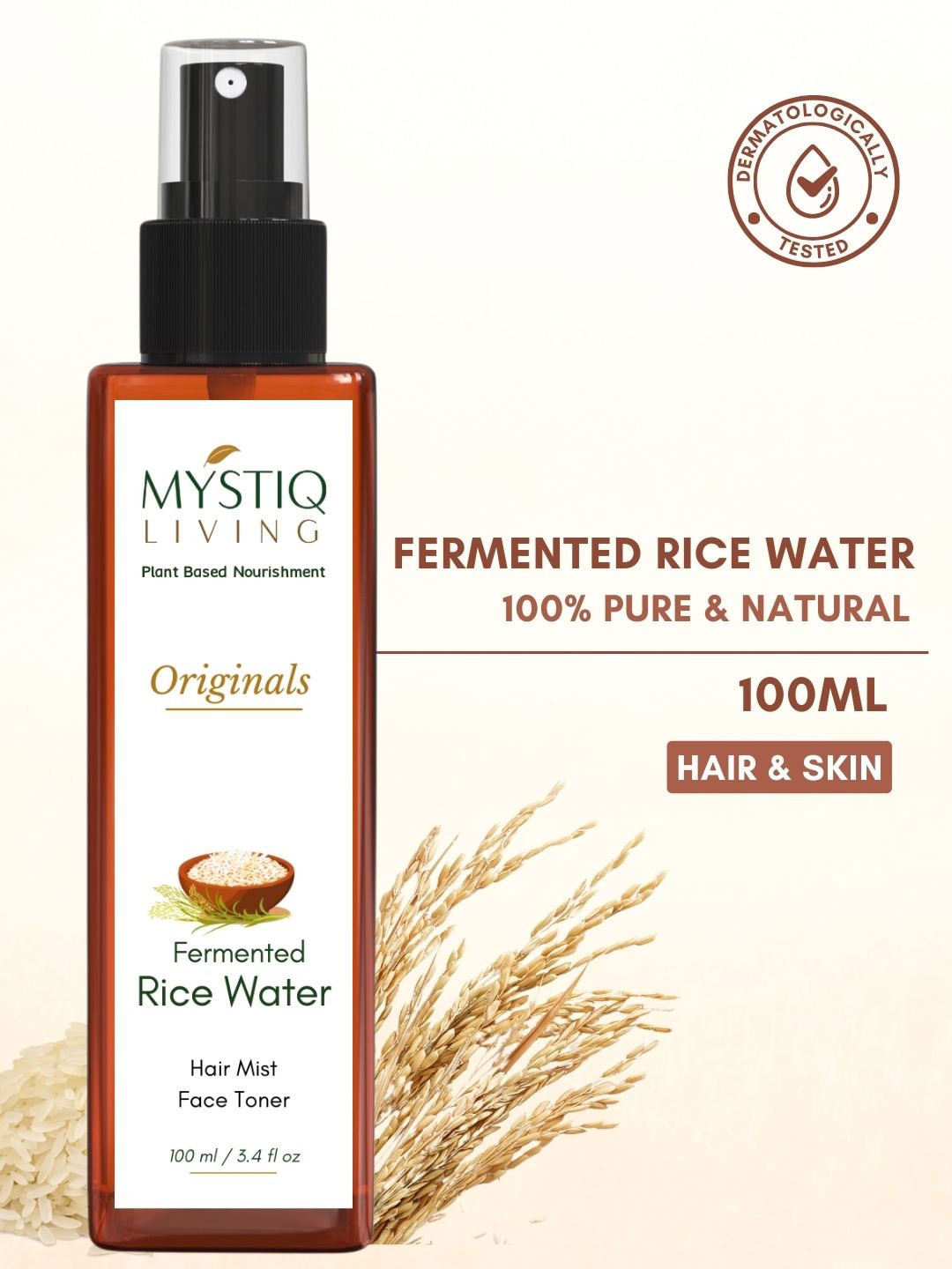 

MYSTIQ LIVING Fermented Rice Water Toner Spray for Glass Skin - 100 ml, Na