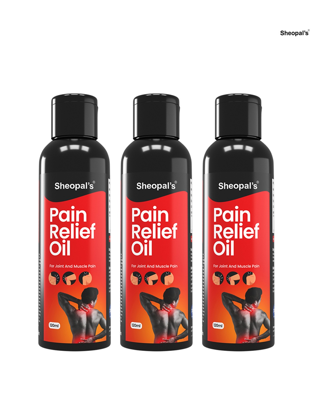 

Sheopal's Set Of 3 Pain Relief Oil With Nilgiri Oil- 120 ml Each, Red