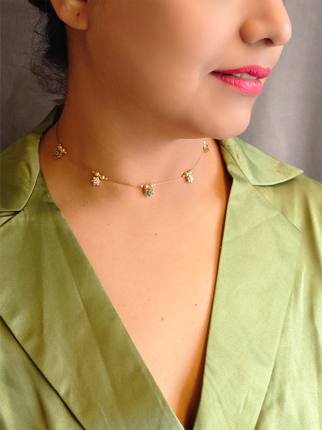 

GRIIHAM Copper Gold-Plated Necklace, Green