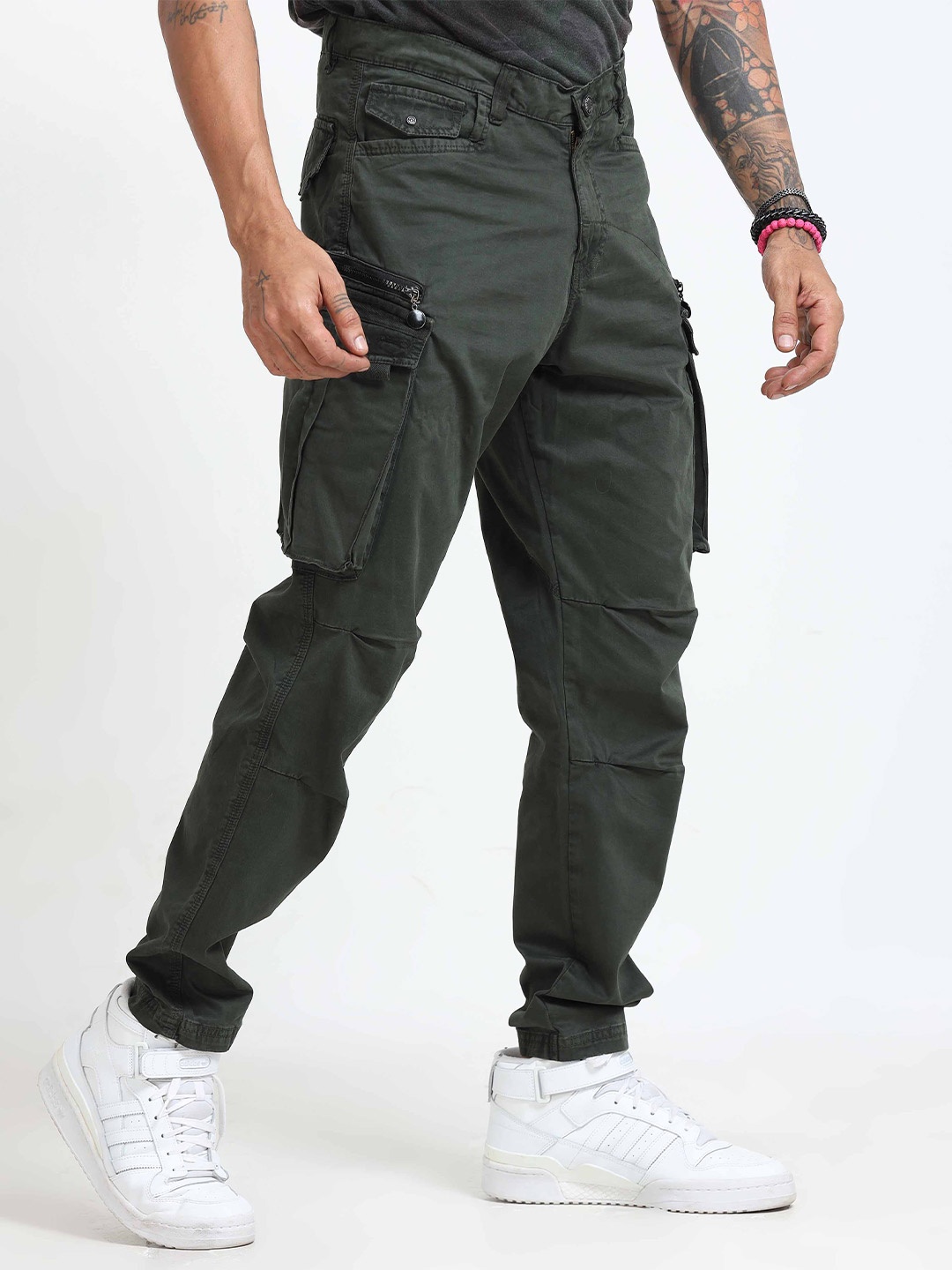 

Italian Colony Men's Rugged Zip Solid Casual Cotton Cargo Pants, Olive