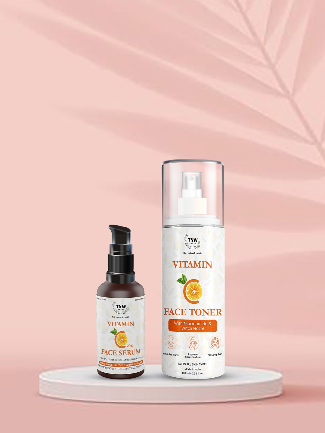 

TNW the natural wash Vitamin C Face Care Combo - Face Toner 100ml + Face Serum 30ml, Orange