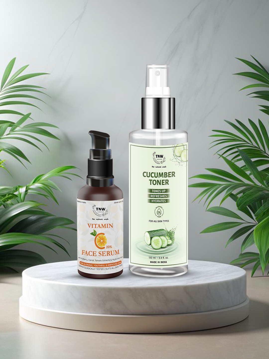 

TNW the natural wash Set of Vitamin C Face Serum - 30ml & Cucumber Toner - 100ml, Orange