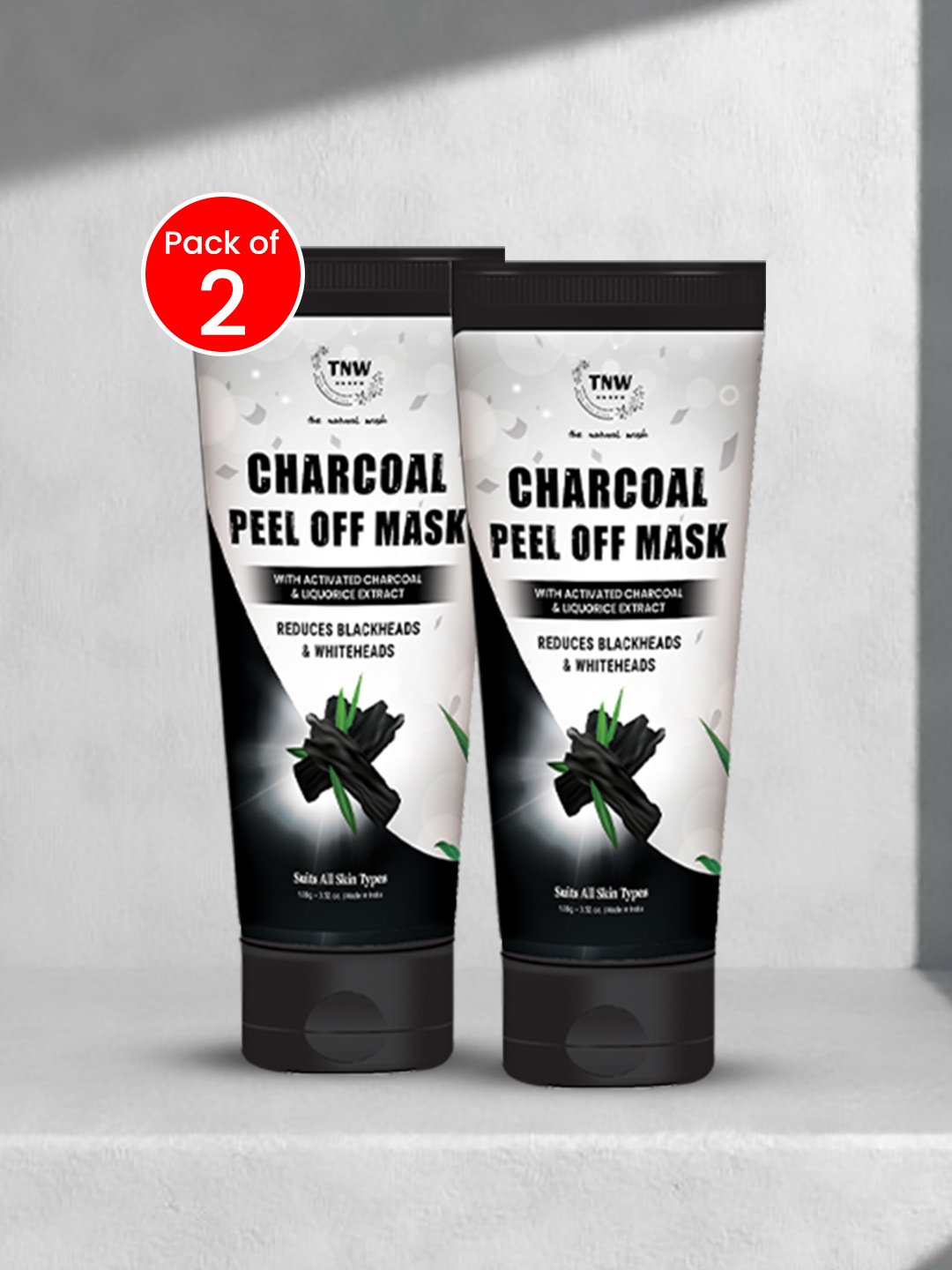 

TNW the natural wash Set of 2 Charcoal Peel Off Mask - 100 g each, Black