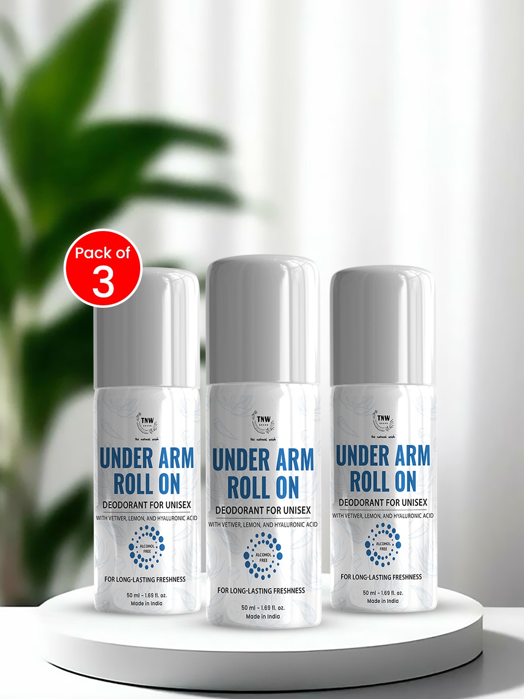 

TNW the natural wash Set of 3 Under Arm Roll On Deodorant - 50 ml each, White