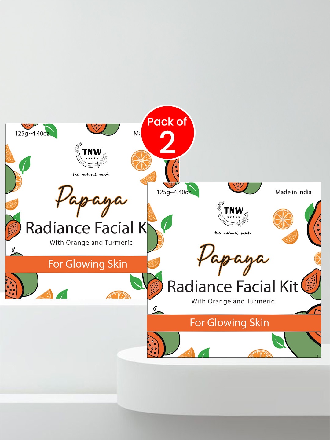 

TNW the natural wash Set of 2 Papaya Facial Kit with Orange & Turmeric - 125 g each, White
