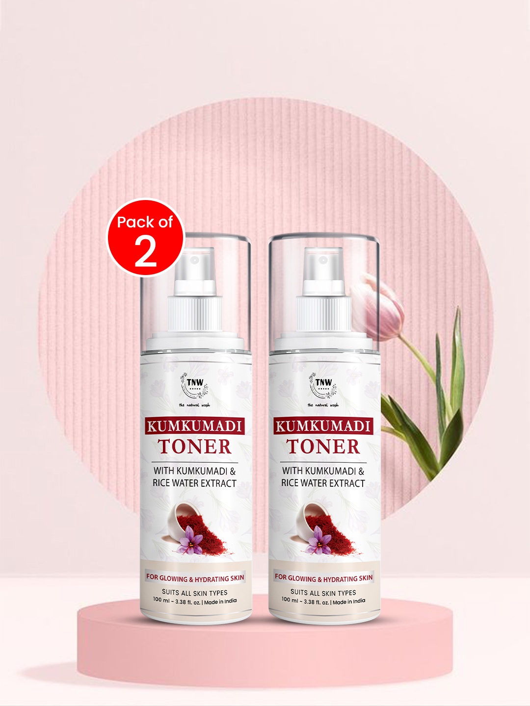 

TNW the natural wash Set of 2 Kumkumadi Face Toner with Rice Water - 100 ml each, White