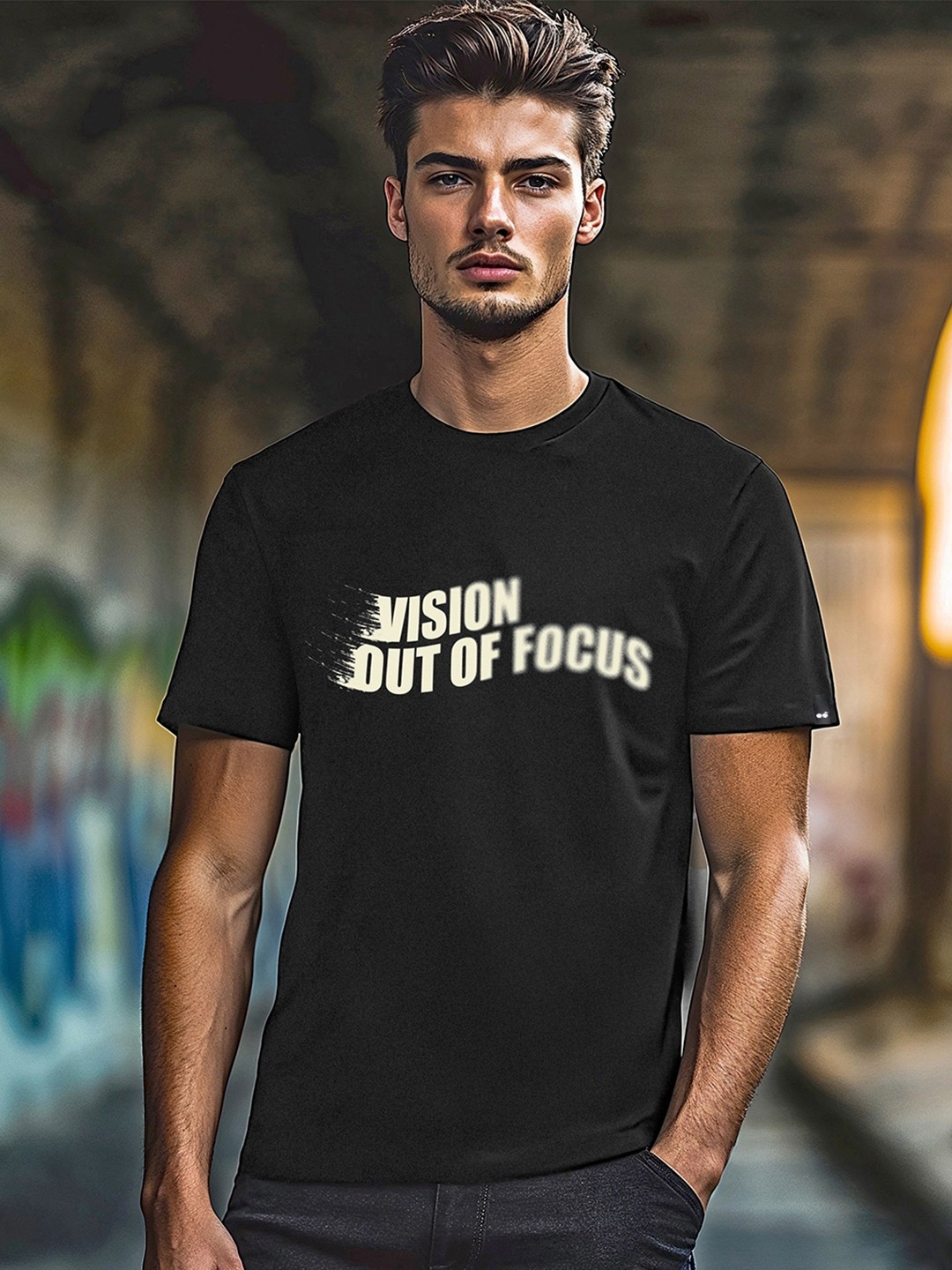

Bewakoof Men Typography Printed Pure Cotton T-shirt, Black