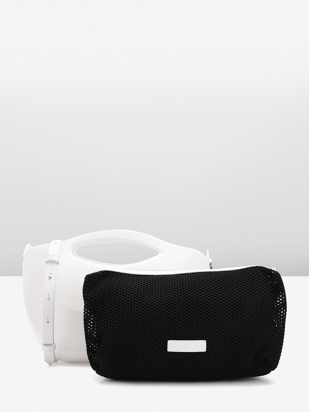 

CHARLES & KEITH Structured Handheld Bag, White