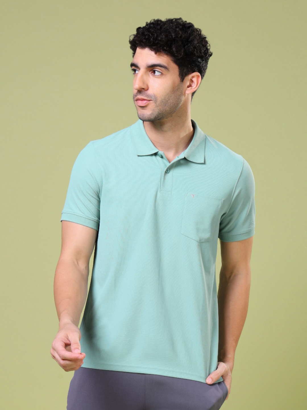 

Technosport Men Polo Collar Anti Static Slim Fit T-shirt, Green