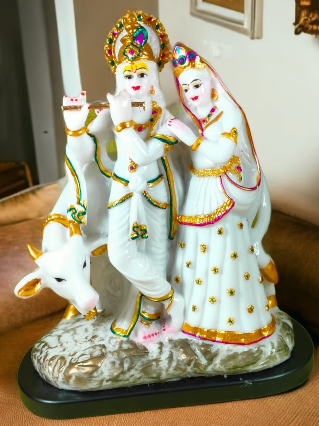 

NAYRA HANDICRAFTS White & Gold Toned Lord Radha Krishna Idol Showpiece