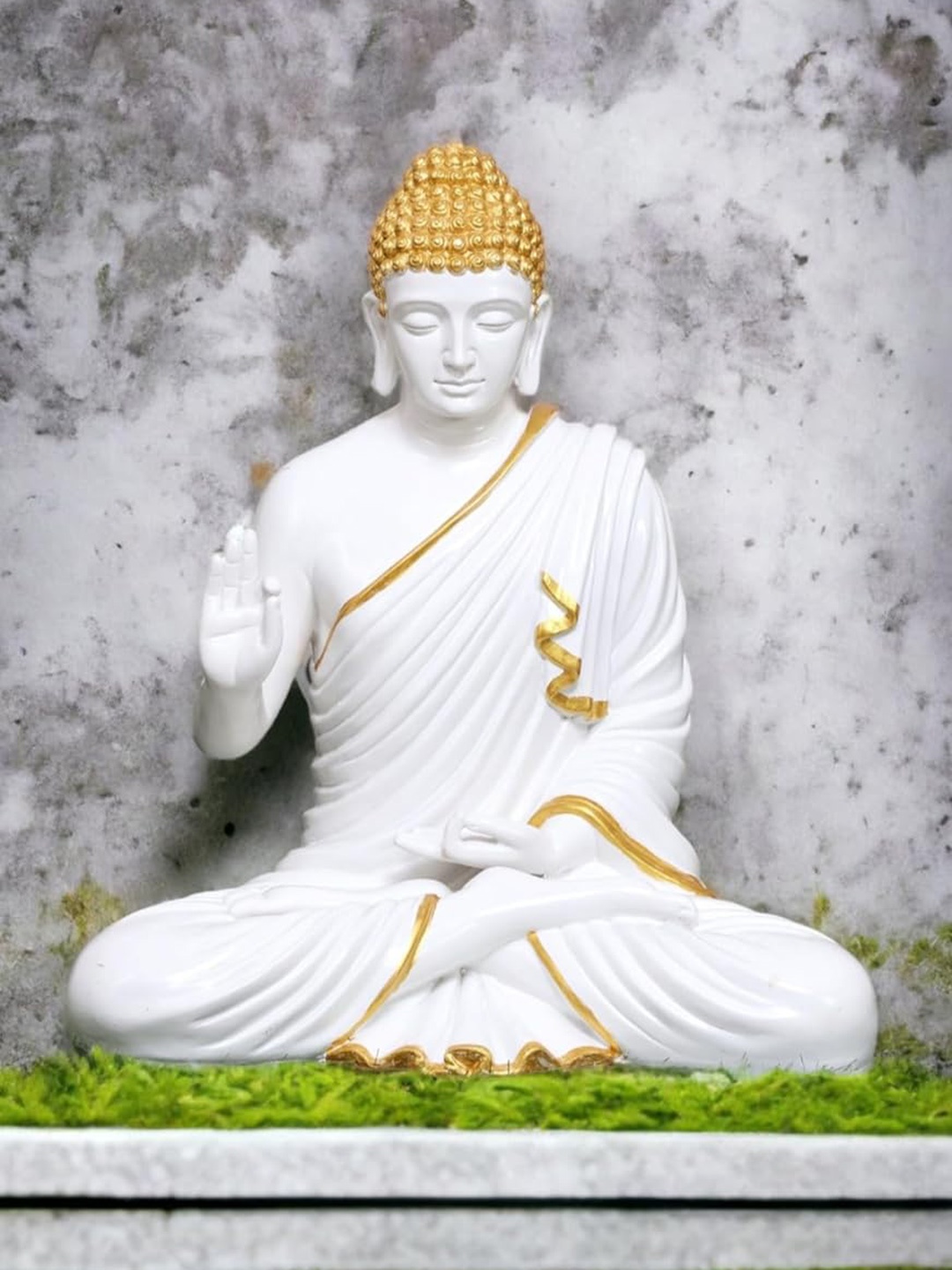 

NAYRA HANDICRAFTS White Buddha Idol Showpiece