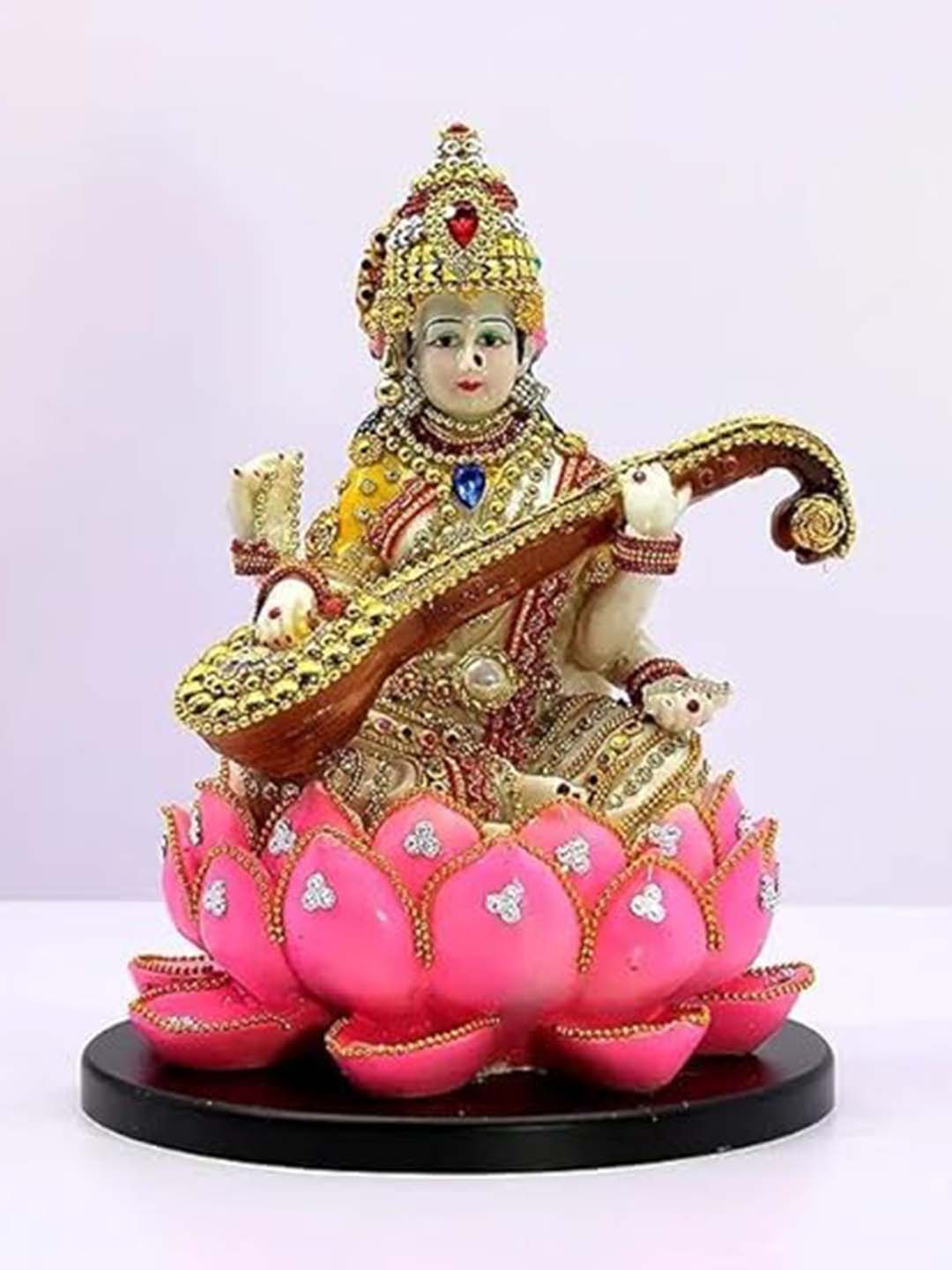 

NAYRA HANDICRAFTS Gold-Toned Saraswati Ji Idol Showpiece