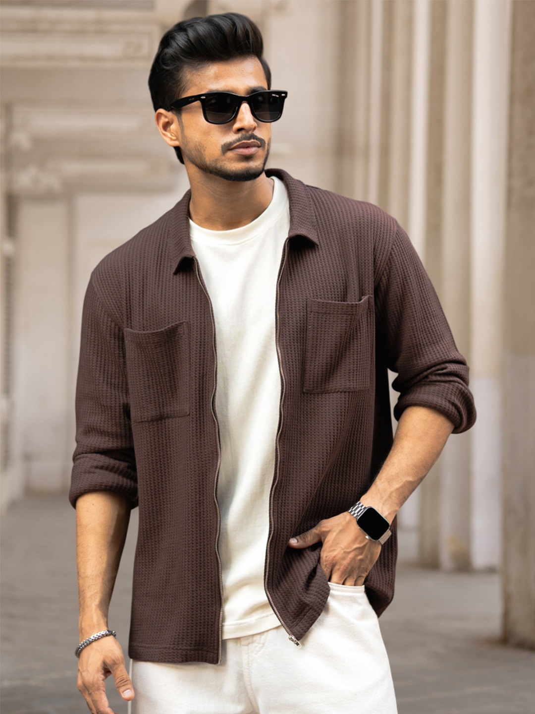 

Powerlook Men Opaque Casual Shirt, Brown