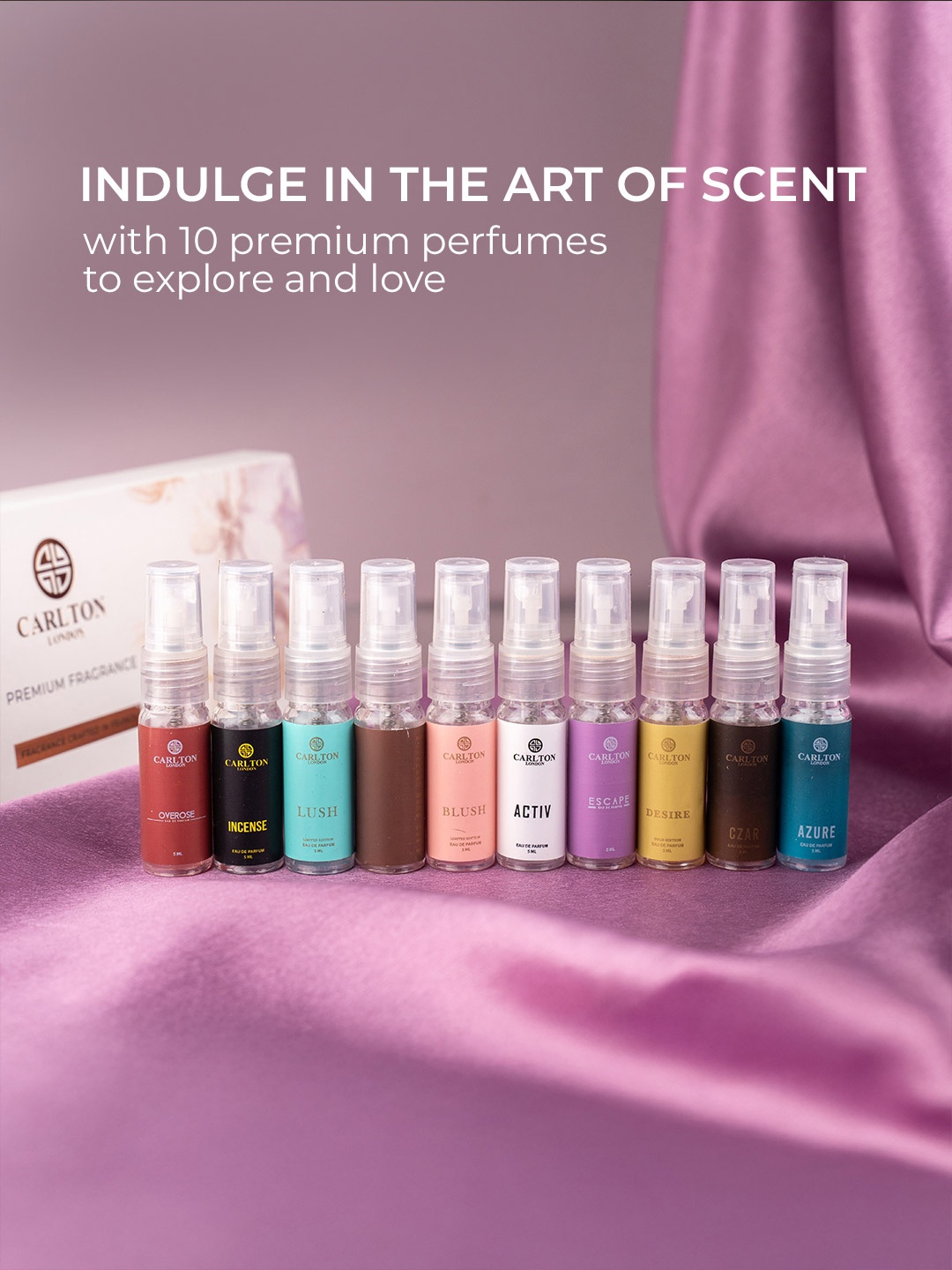 

Carlton London Set Of 10 Blush, Lush, Desire, Escape, Incense,Activ, Overose Eau De Parfum, Multi
