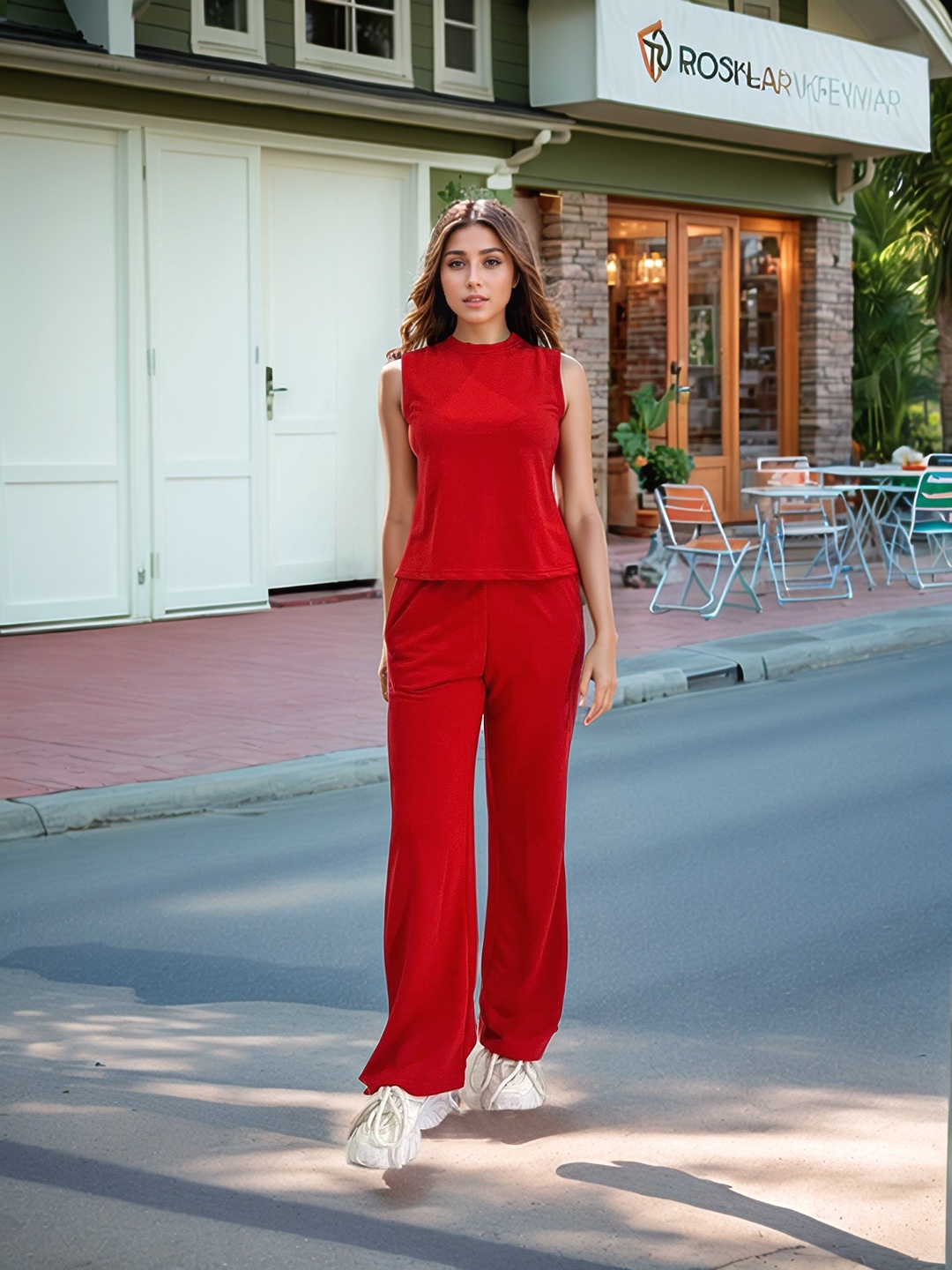 

Stylecast X Hersheinbox Sleeveless Top & Trousers Co-Ord Set, Red