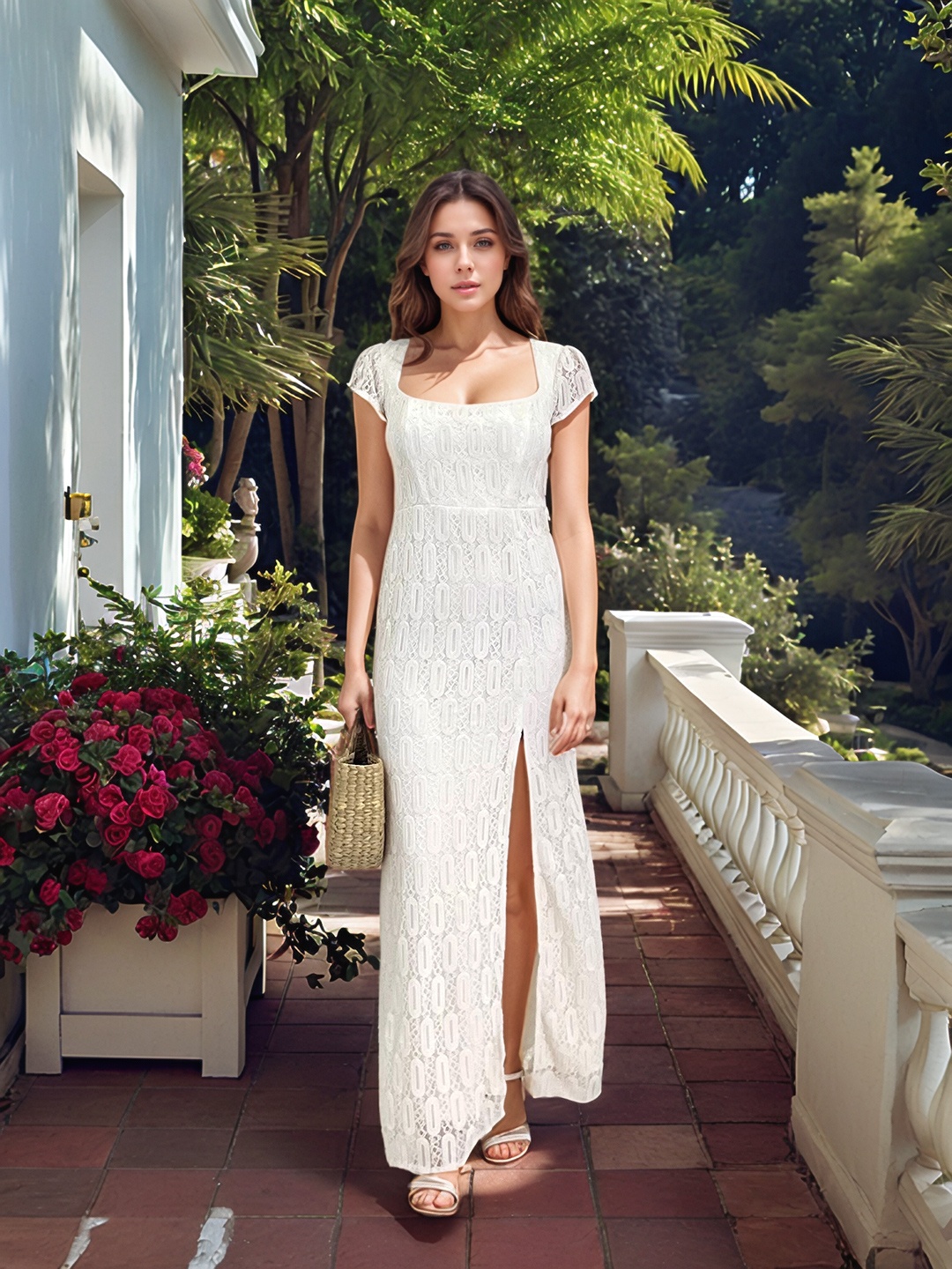 

Stylecast X Hersheinbox Self-Design Bodycon Maxi Dress, White