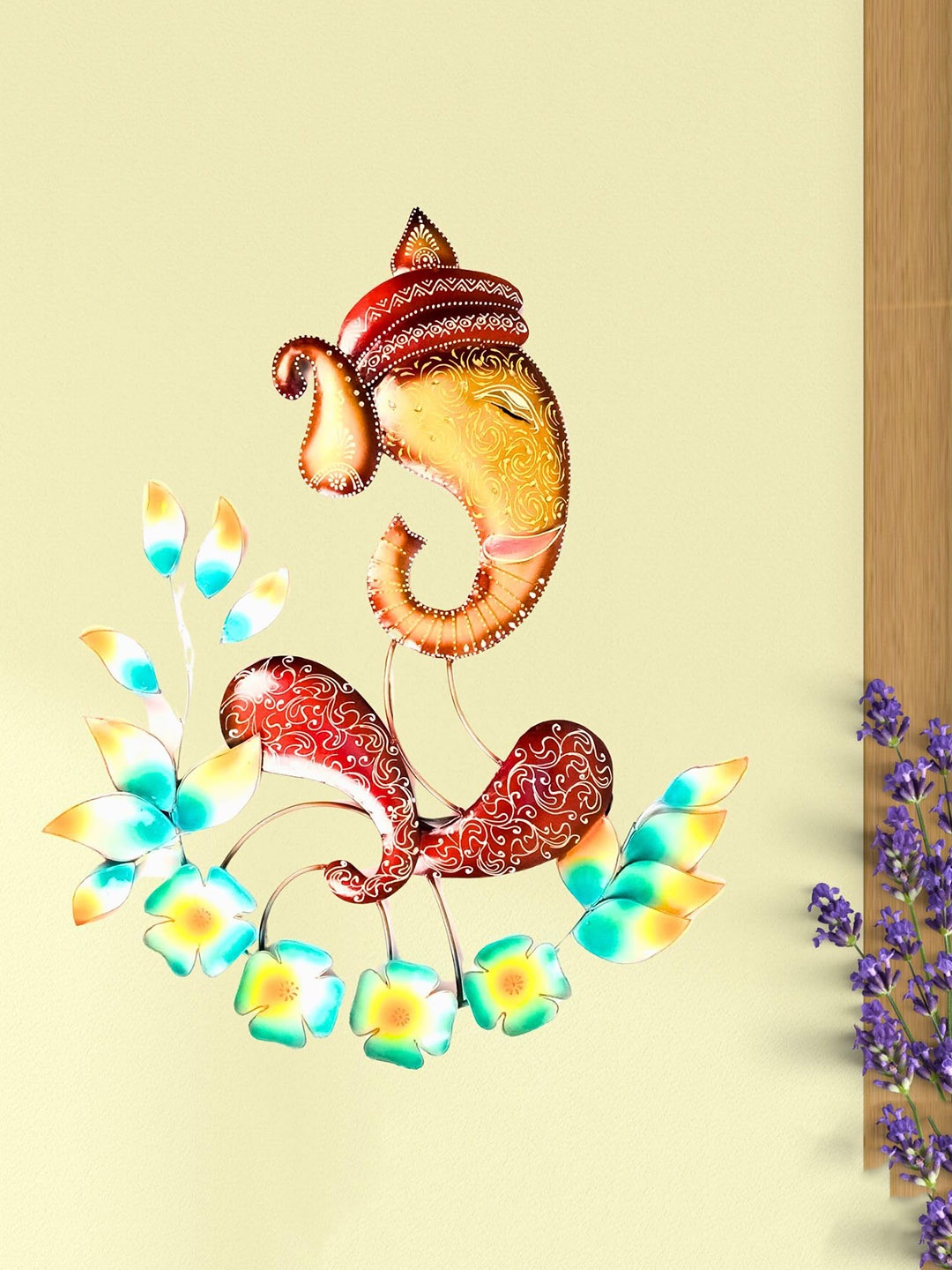 

apka mart Yellow & Maroon Ganesh Wall Hanging With LED Light