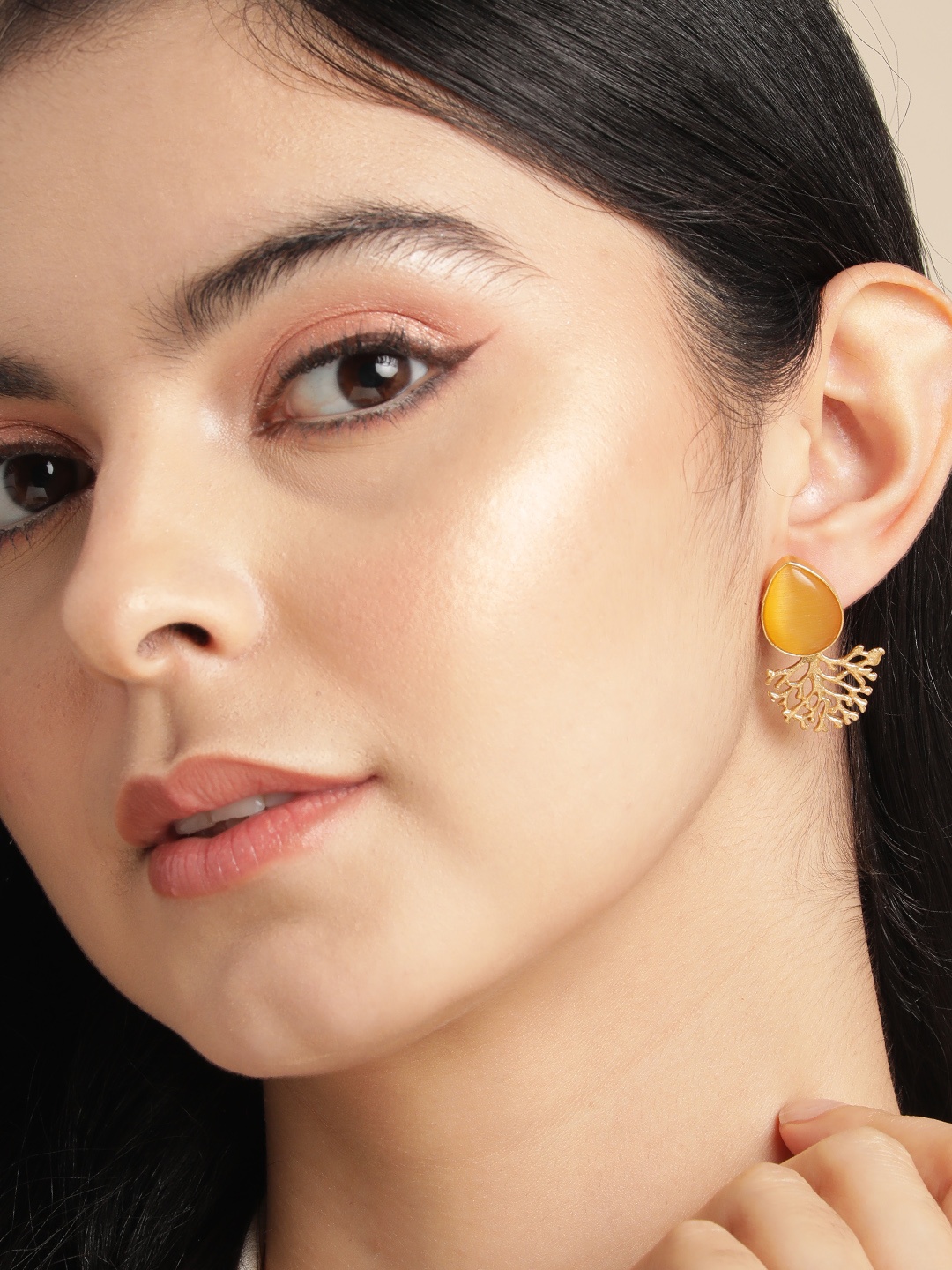 

Anouk Gold Plated Beaded Contemporary Drop Earrings, Yellow