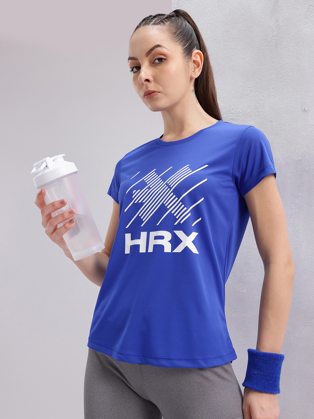 

HRX by Hrithik Roshan Women Brand Logo Printed Rapid-Dry Training T-shirt, Blue