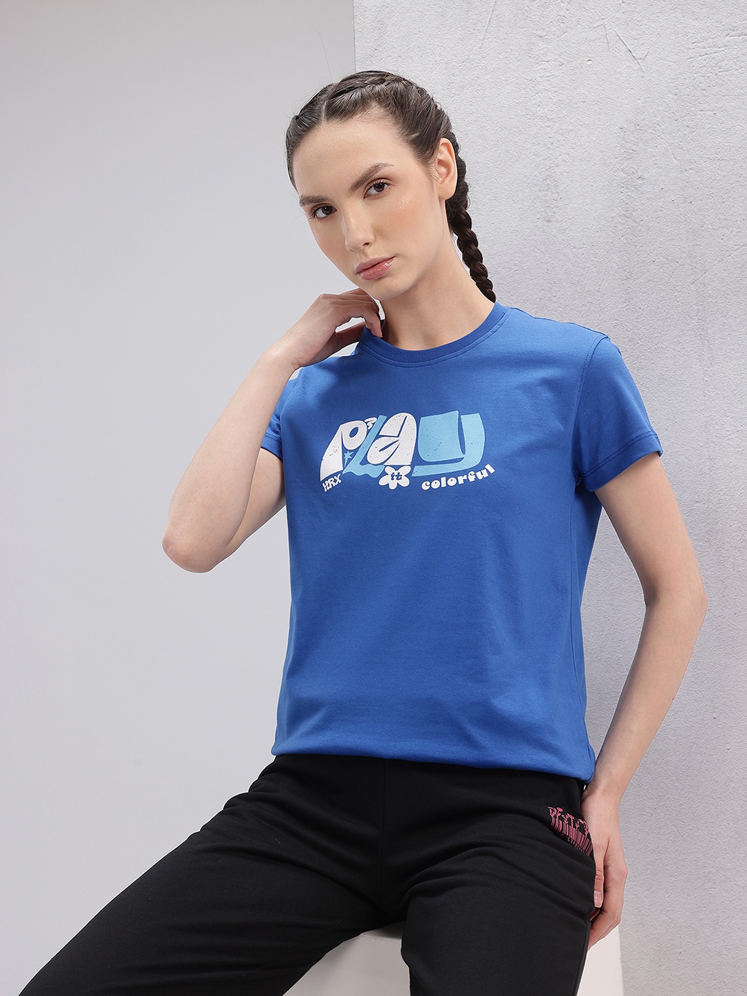 

HRX by Hrithik Roshan Women Typography Printed T-shirt, Blue