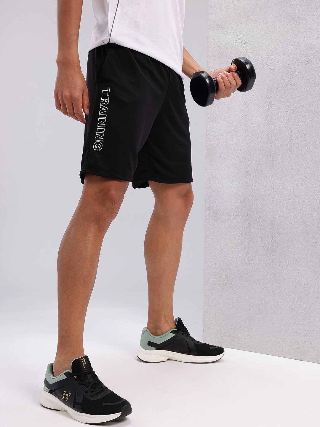 

HRX by Hrithik Roshan Men Printed Rapid Dry Training Sports Shorts, Black