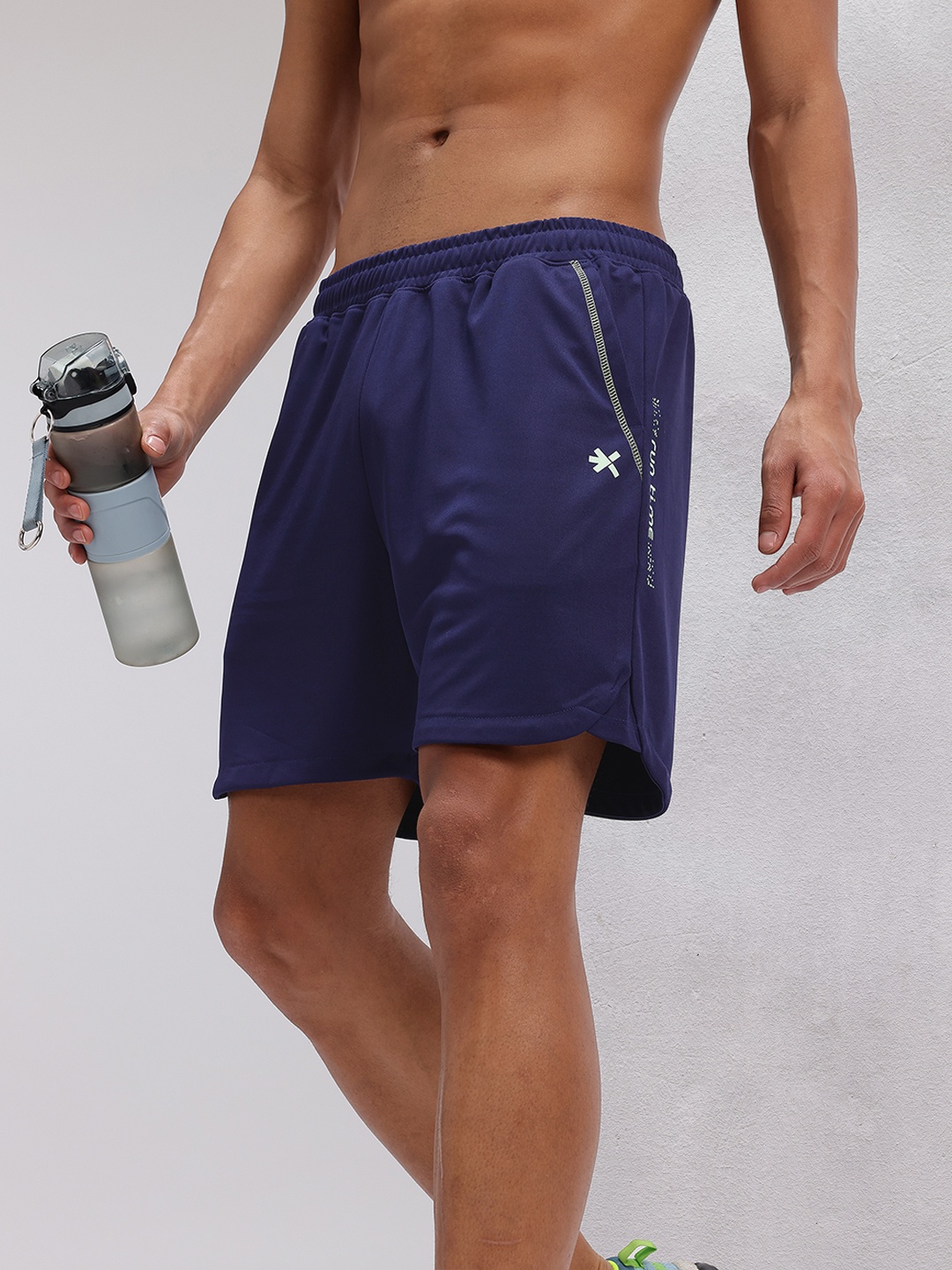 

HRX by Hrithik Roshan Men Rapid Dry Printed Training Shorts, Navy blue