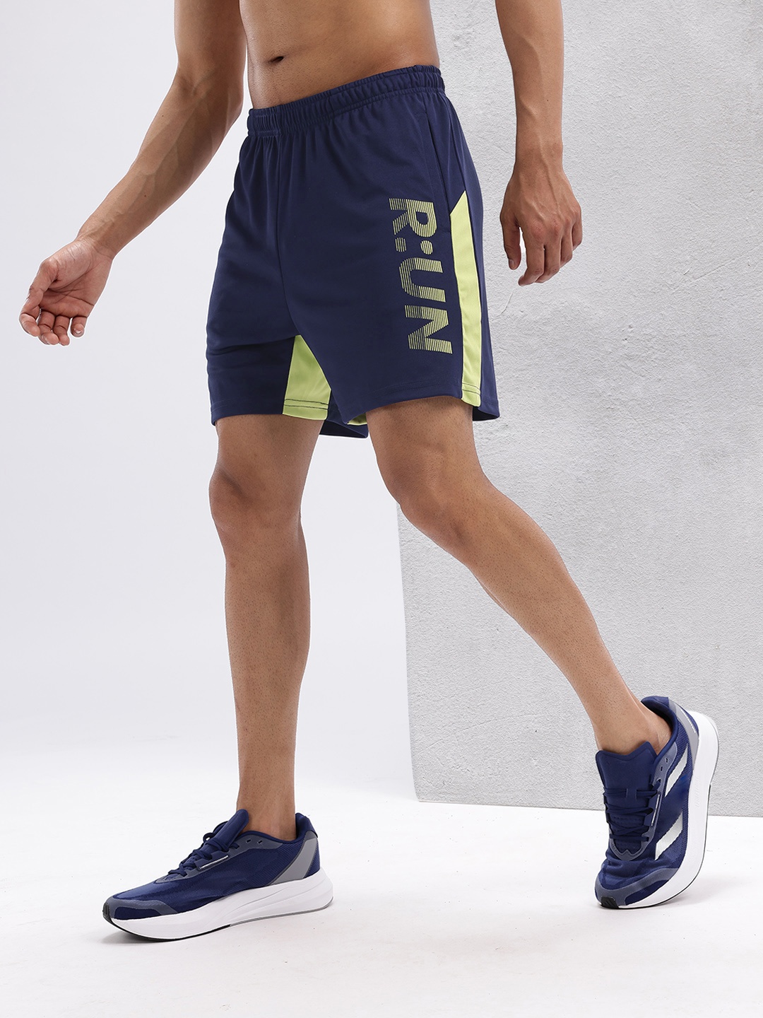 

HRX by Hrithik Roshan Men Typography Print Rapid-Dry Running Shorts, Navy blue
