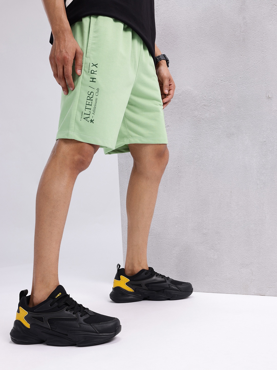 

HRX by Hrithik Roshan Men Typography Printed Shorts, Green