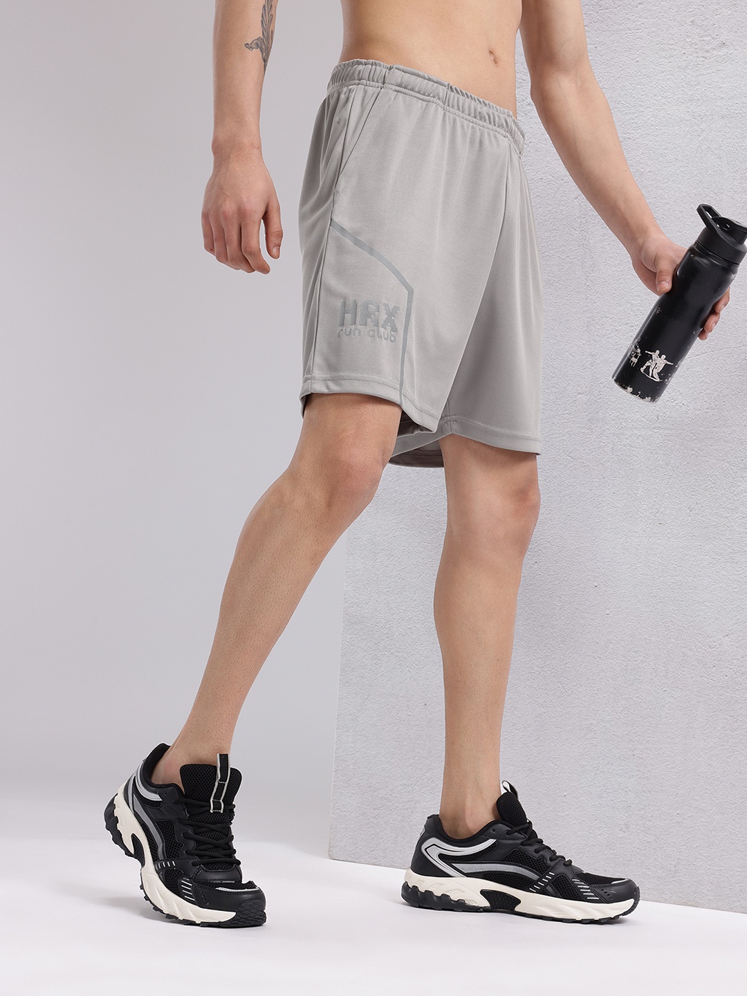 

HRX by Hrithik Roshan Men Rapid-Dry Typography Running Shorts, Grey