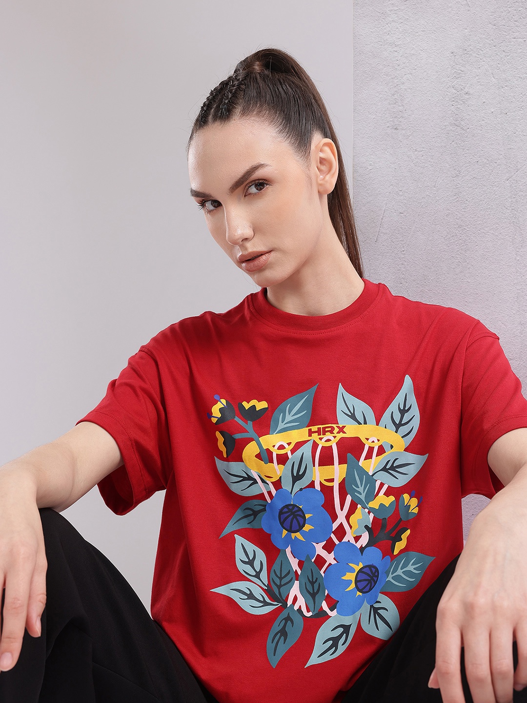 

HRX by Hrithik Roshan Women Printed Relaxed Fit T-shirt, Red