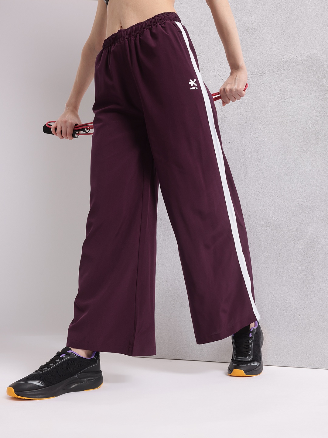 

HRX by Hrithik Roshan Women Side Stripe Rapid-Dry Training Track Pants, Burgundy