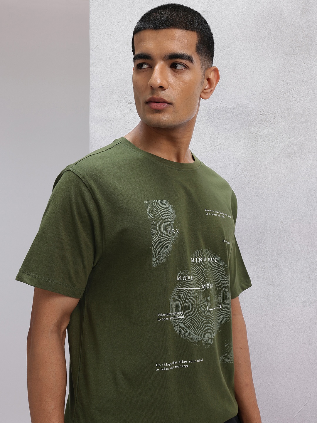 

HRX by Hrithik Roshan Printed Pure Cotton Yoga T-shirt, Green