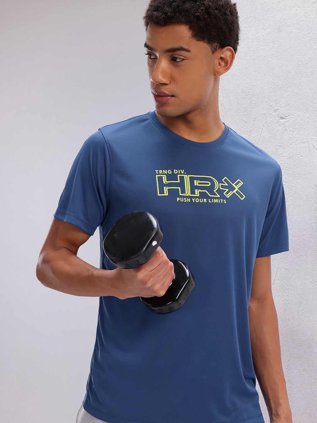 

HRX by Hrithik Roshan Brand Logo Print Training T-shirt, Blue