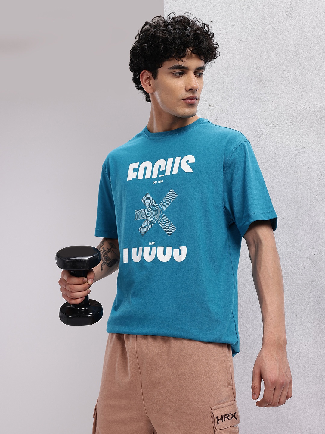 

HRX by Hrithik Roshan Men Printed Training T-shirt, Teal