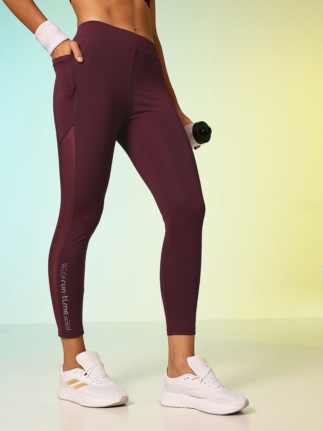 

HRX by Hrithik Roshan Women Rapid-Dry Running Tights, Maroon