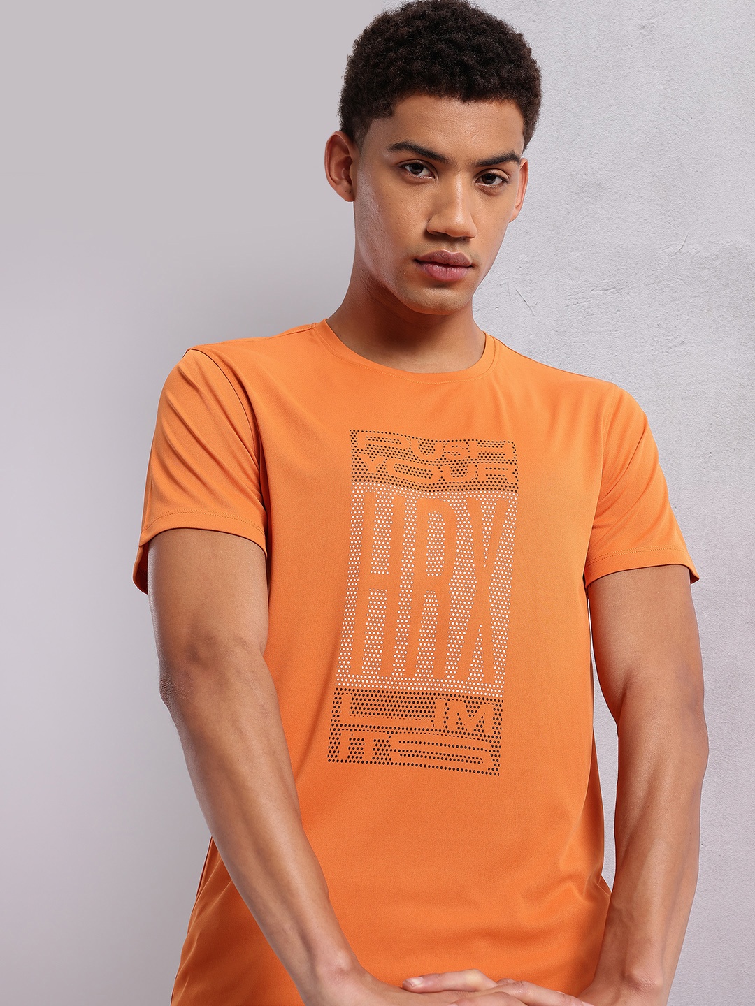 

HRX by Hrithik Roshan Brand Logo Printed Training T-shirt, Orange