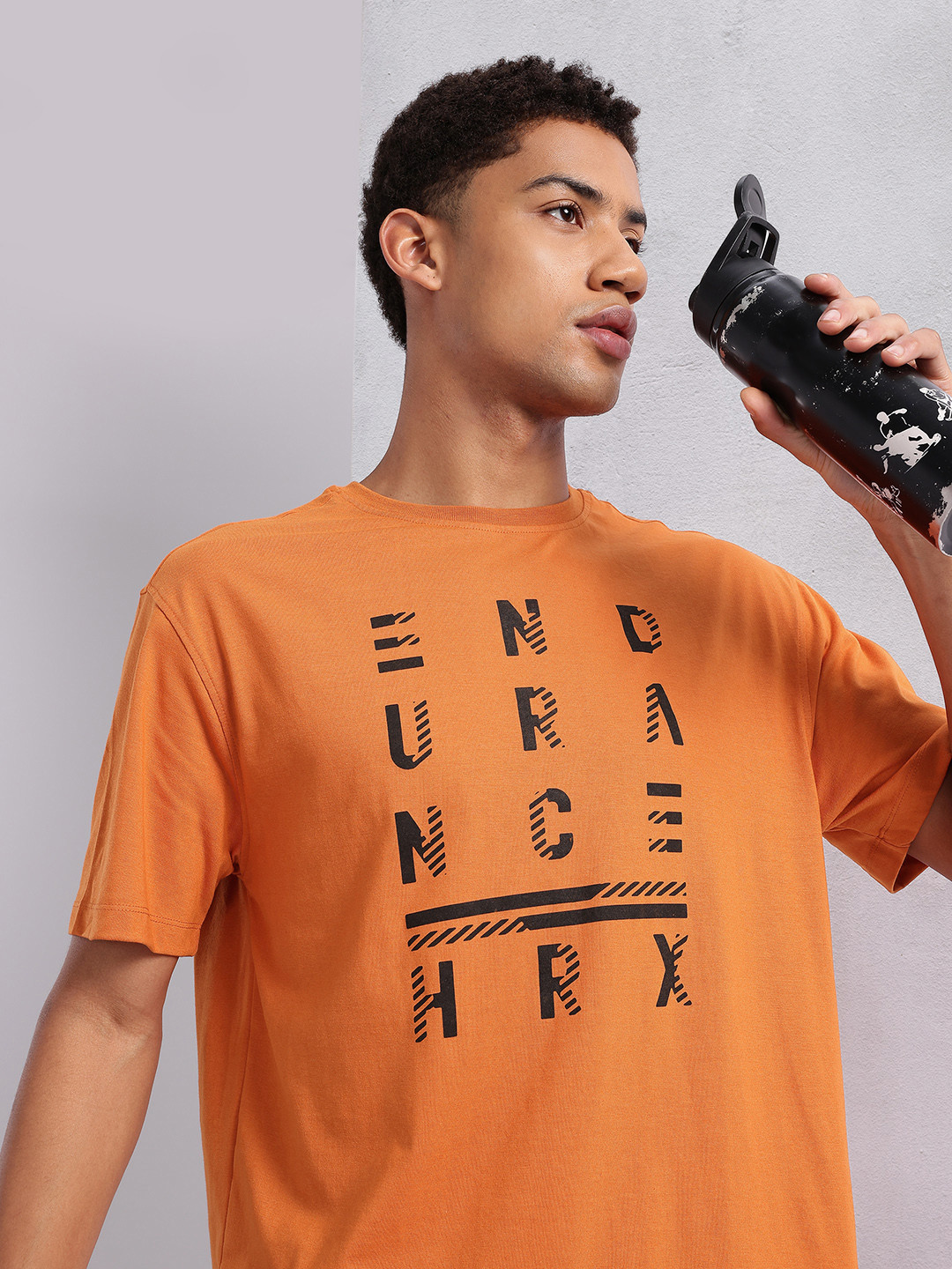

HRX by Hrithik Roshan Typography Printed Training T-shirt, Orange