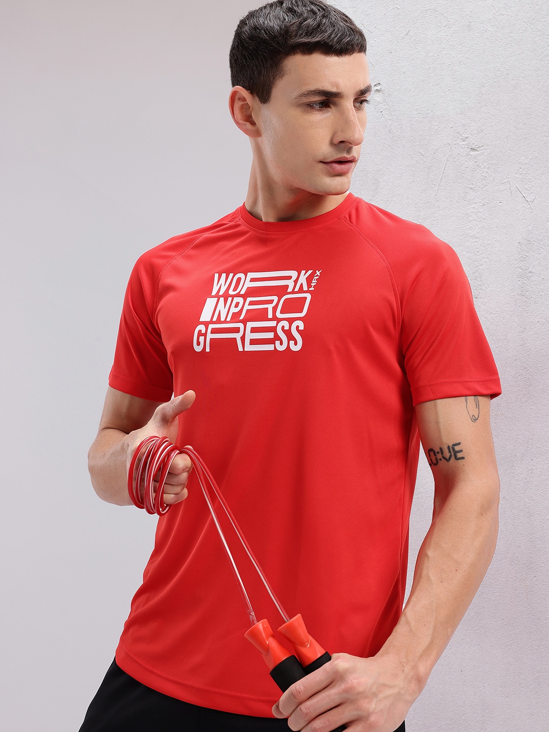 

HRX by Hrithik Roshan Typography Print Rapid-Dry Training T-shirt, Red