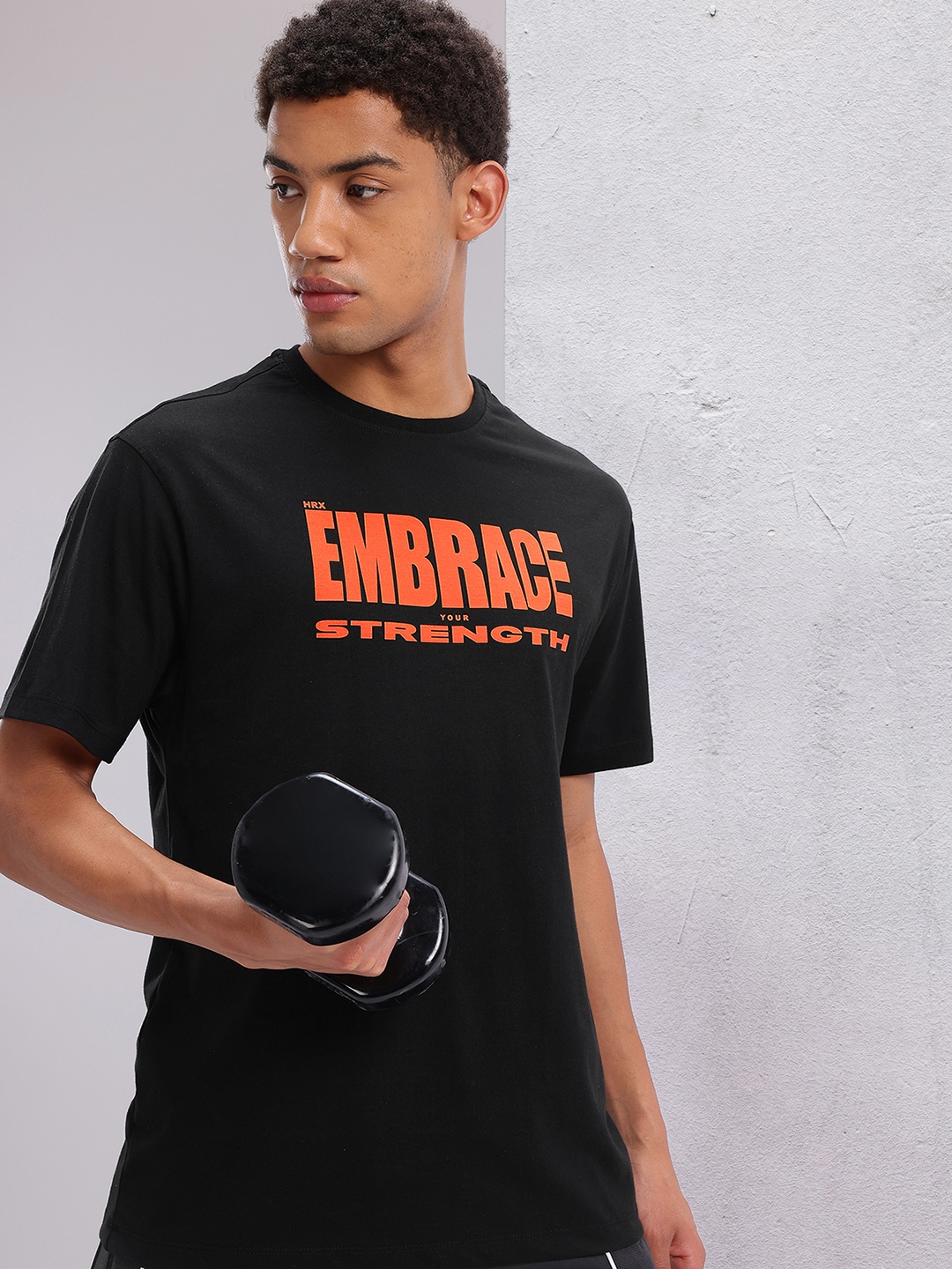 

HRX by Hrithik Roshan Typography Printed Training T-shirt, Black