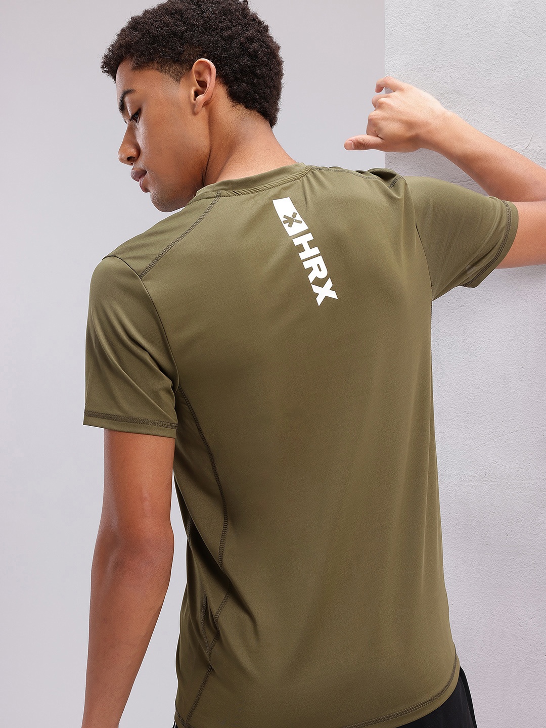 

HRX by Hrithik Roshan Men Printed Rapid-Dry Training T-shirt, Olive
