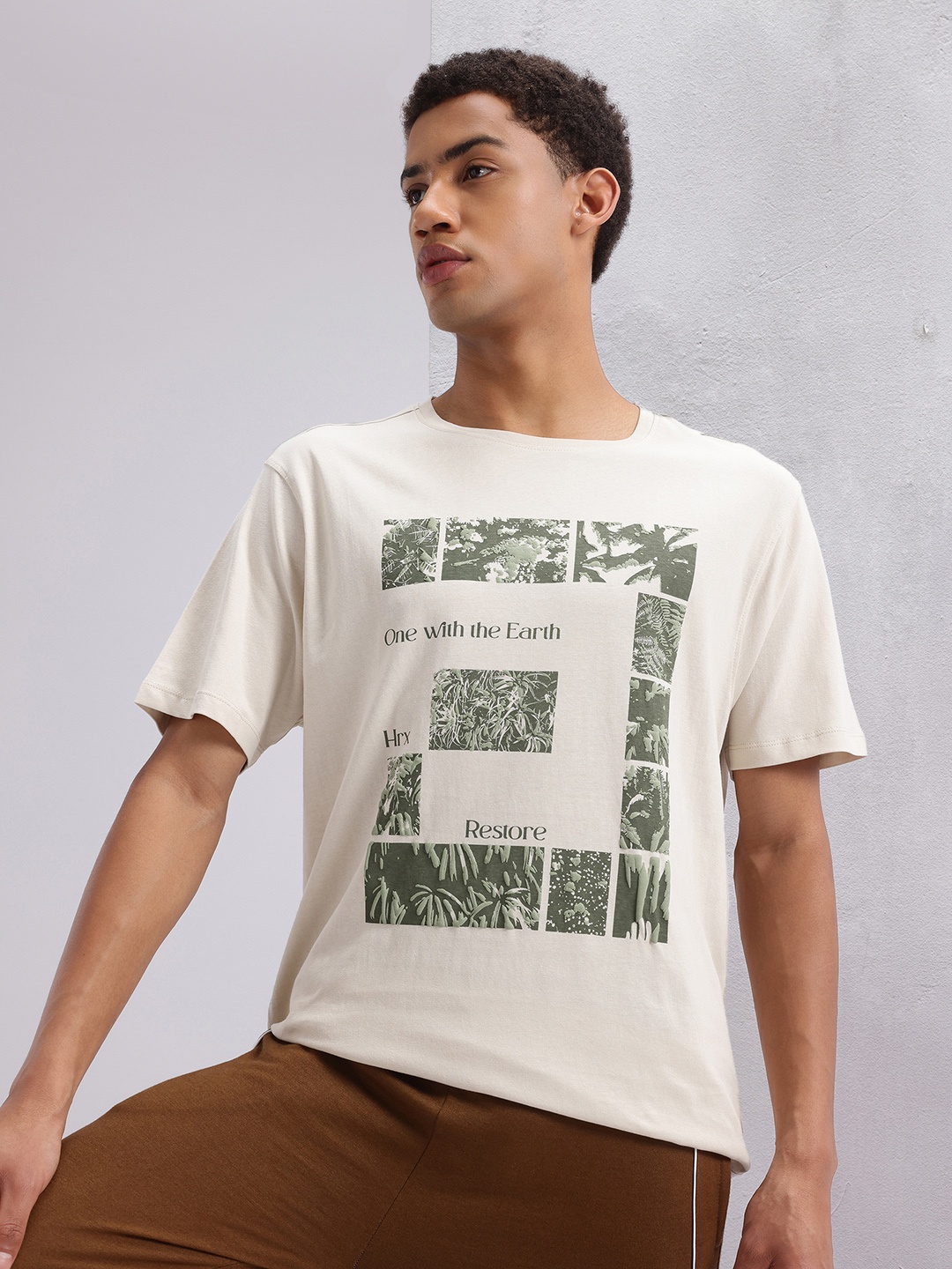 

HRX by Hrithik Roshan Men Printed Pure Cotton Yoga T-shirt, Off white